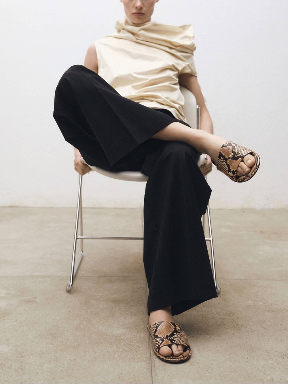 Mango Animal Print Leather Sandals